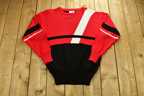 Vintage 90's White Stag Knitted Sweater / Colorblock / Vintage 90s Crewneck / Wool Sweater / Outdoor / Hand Knit / Pullover Sweatshirt