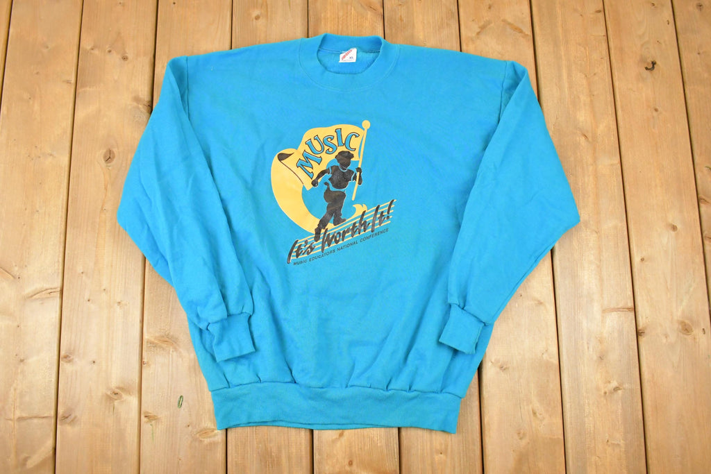 Vintage 1990s Music It's Worth it Graphic Print Crewneck Sweatshirt Men's L