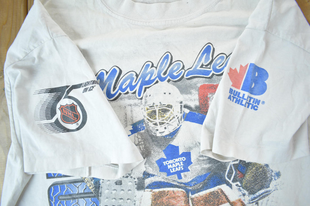 Vintage 1991 Toronto Maple Leafs NHL All Over Print Graphic T-Shirt