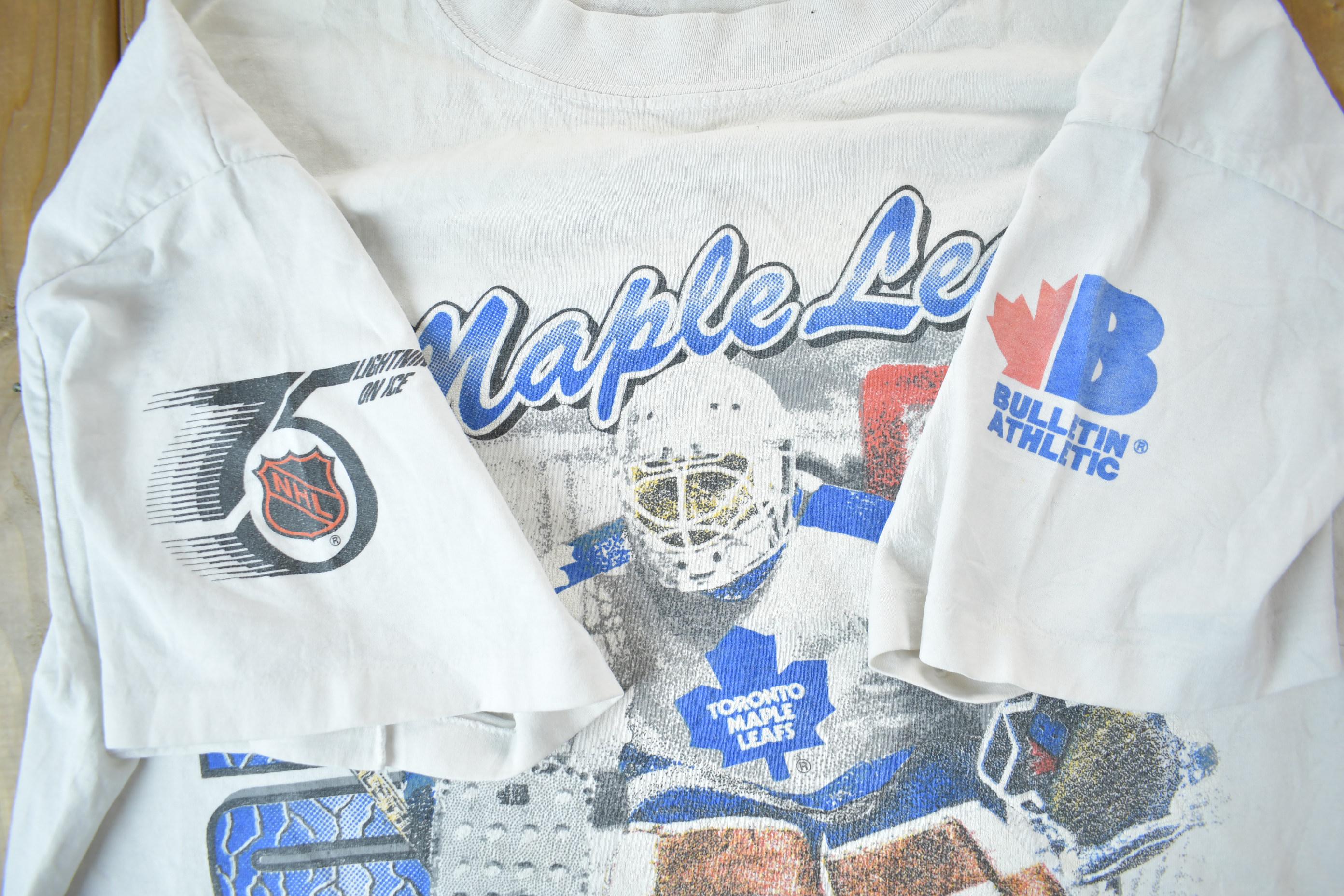 Vintage 1991 Toronto Maple Leafs NHL All Over Print Graphic T-Shirt