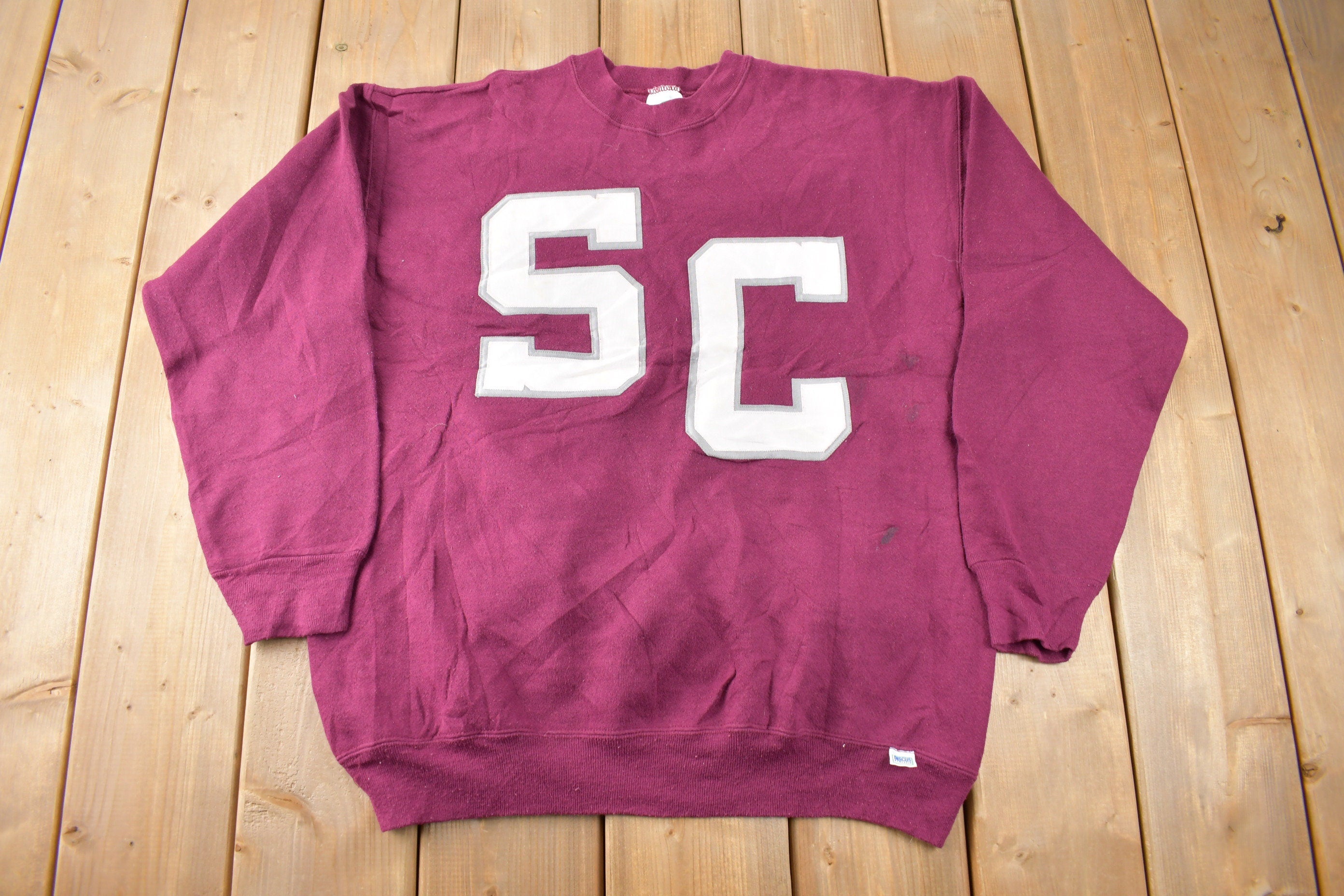 Vintage 1990s SC Embroidered Discus Athletic Crewneck Sweatshirt Made In USA Size L