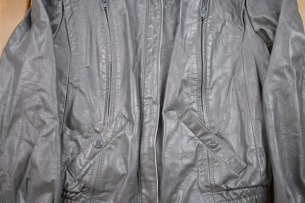 Vintage 1990s Grey Leather Jacket