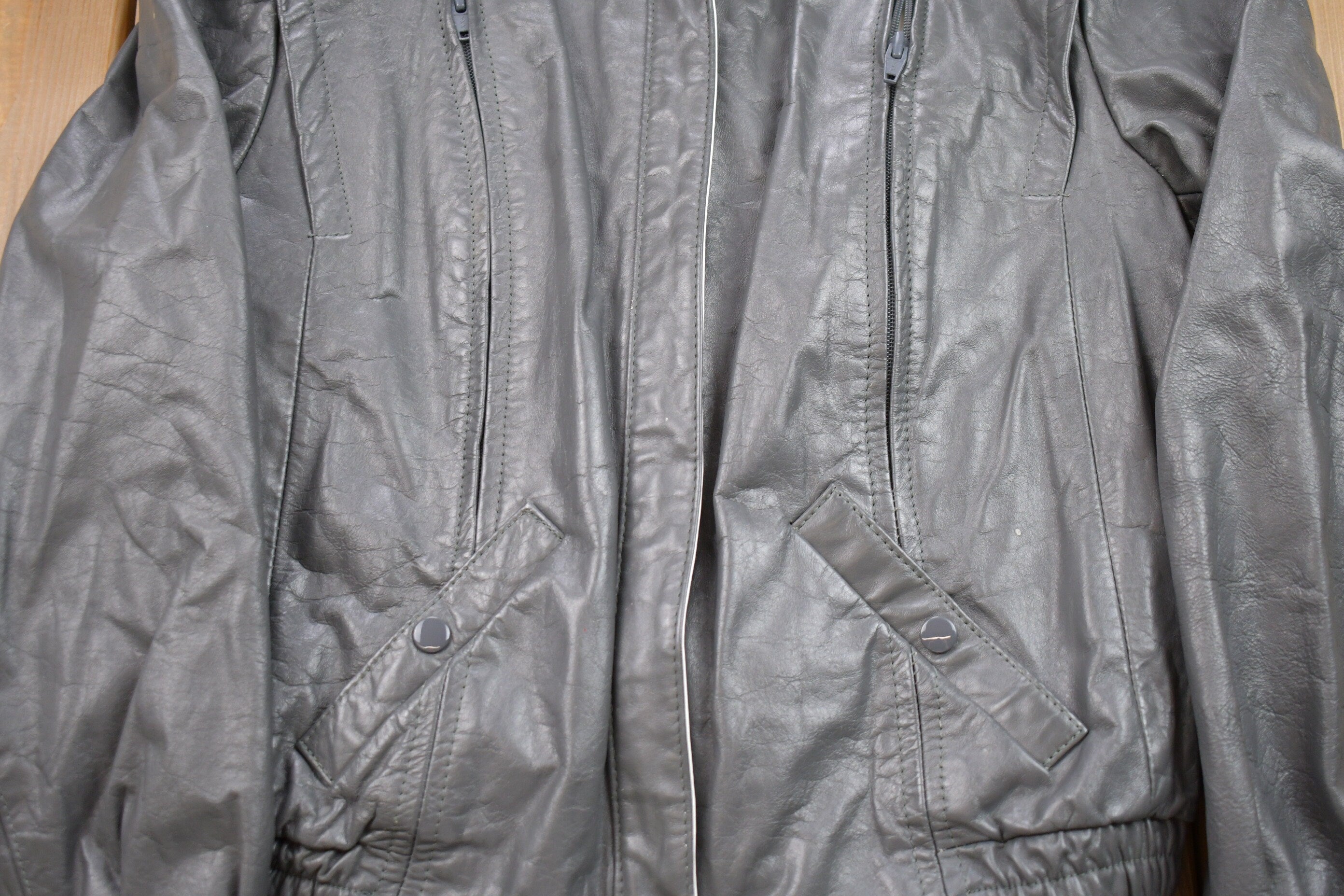 Vintage 1990s Grey Leather Jacket