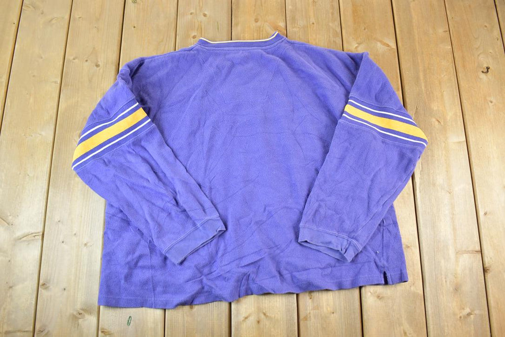 Vintage 1990s Minnesota Vikings NFL Embroidered V Neck Sweatshirt