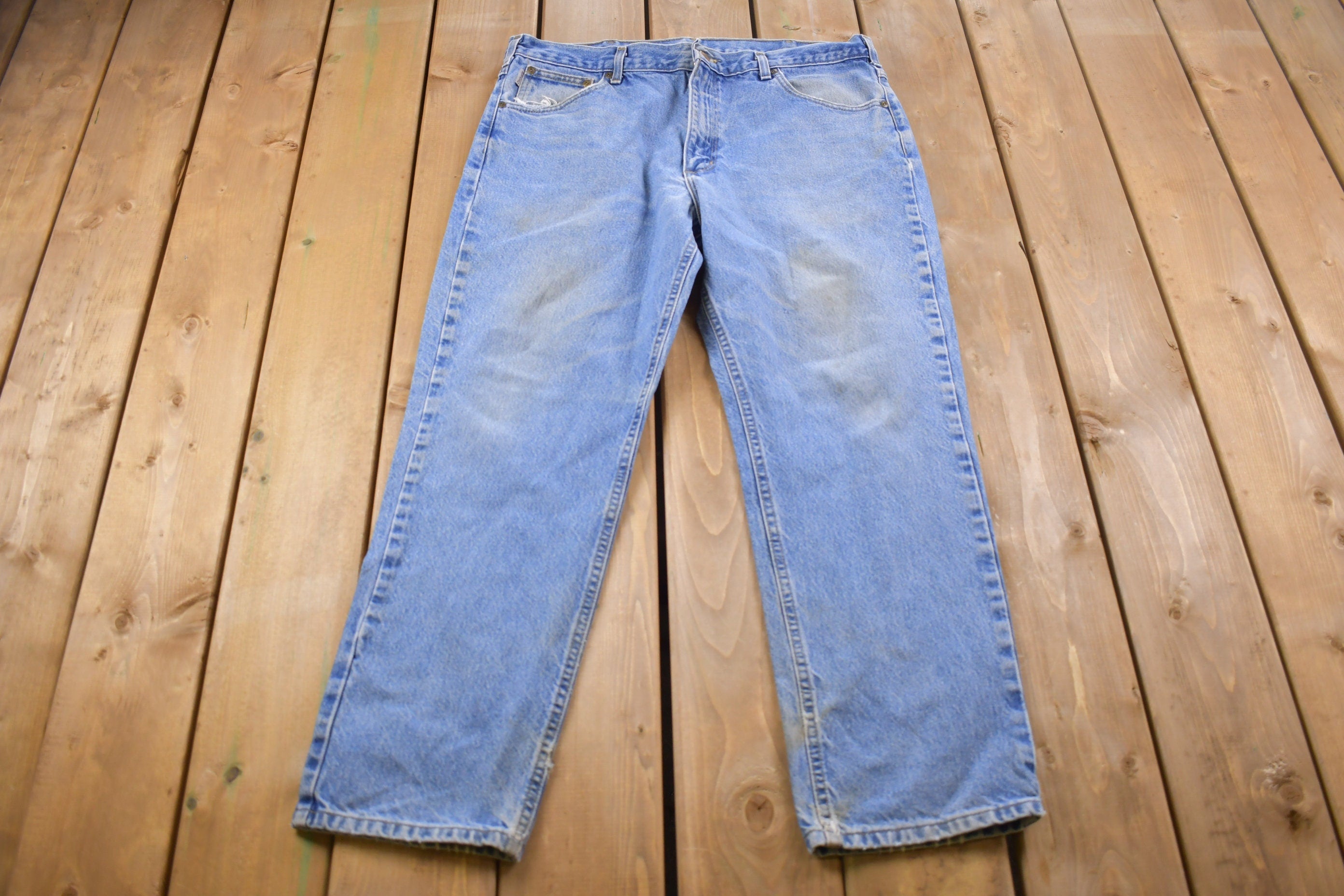 Vintage 1990s Carhartt Light Wash Blue Jeans Size 36 x 29