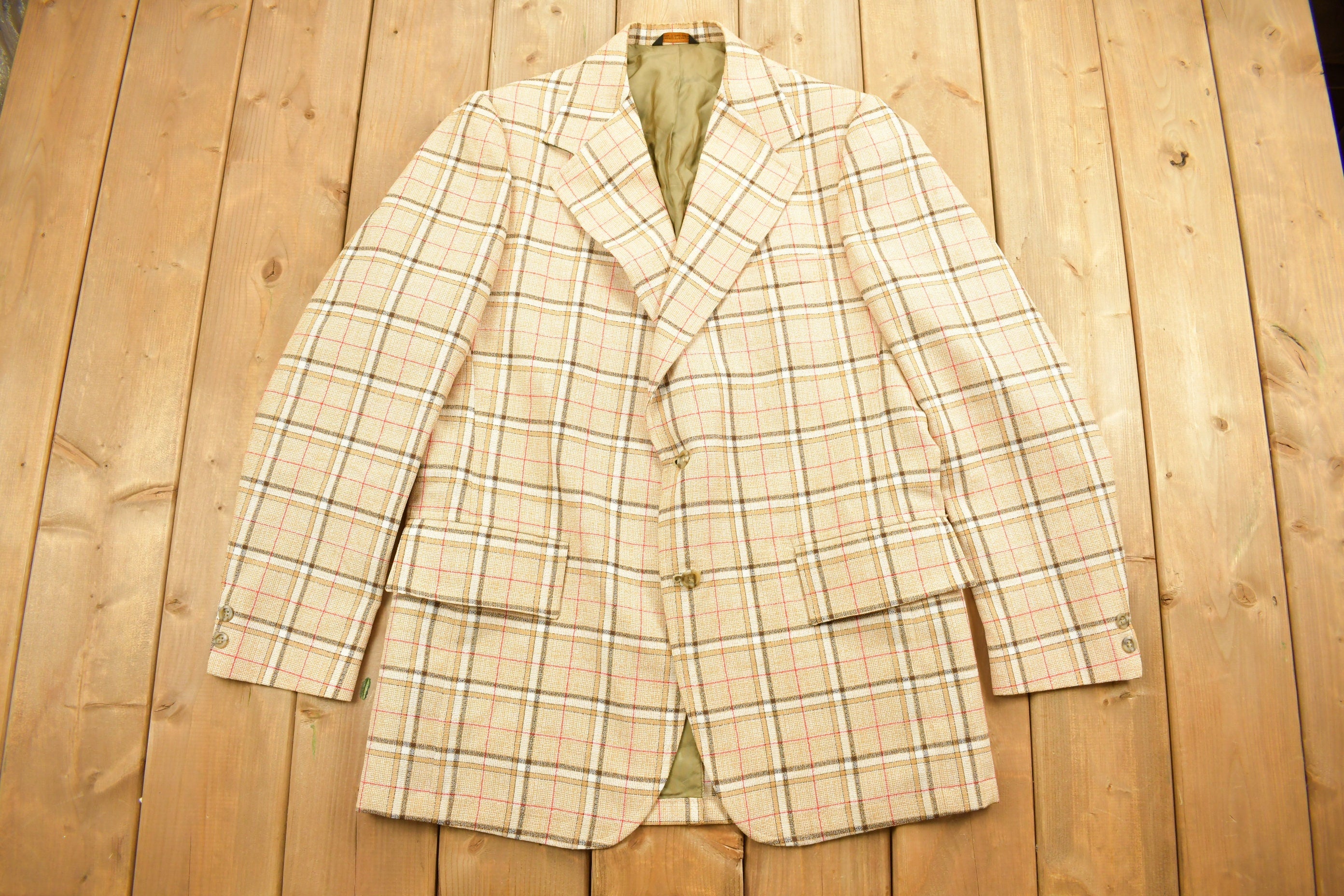 Vintage 1990s Plaid Button Up Blazer Jacket