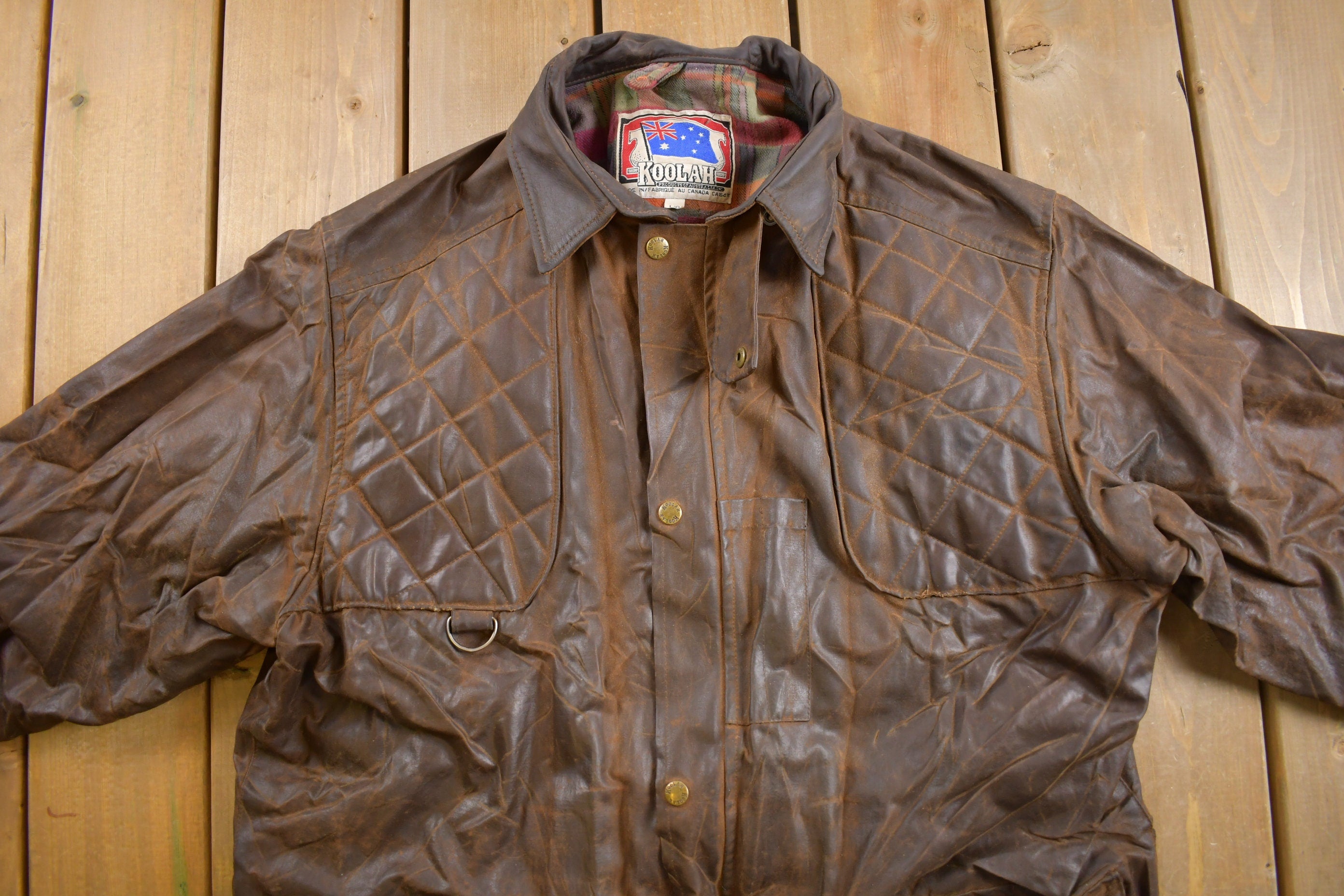 Vintage 1980s Koolah Leather Hunting Jacket