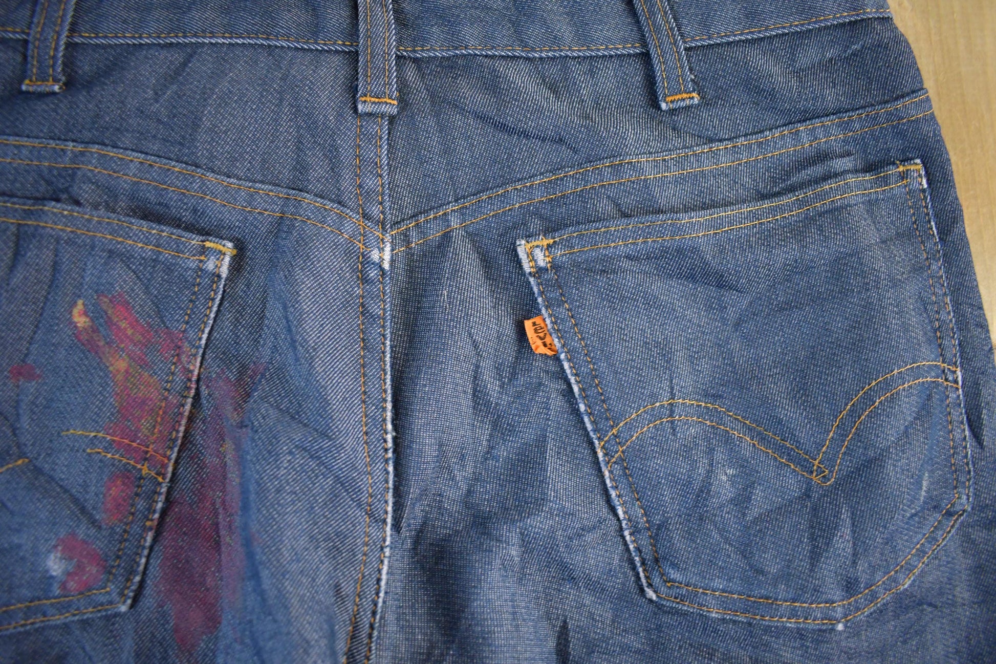 Vintage 1970s Levi's Orange Tab Bell Bottom Flare Denim Jeans Size 33 x 29