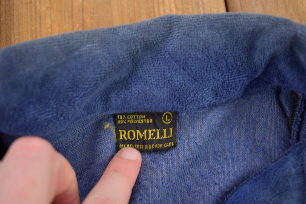 Vintage 1990s Romelli Blank Blue Collared Sweatshirt