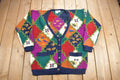 Vintage 1990s IVY Argyle Patchwork Knit Cardigan Sweater Ivy Themed