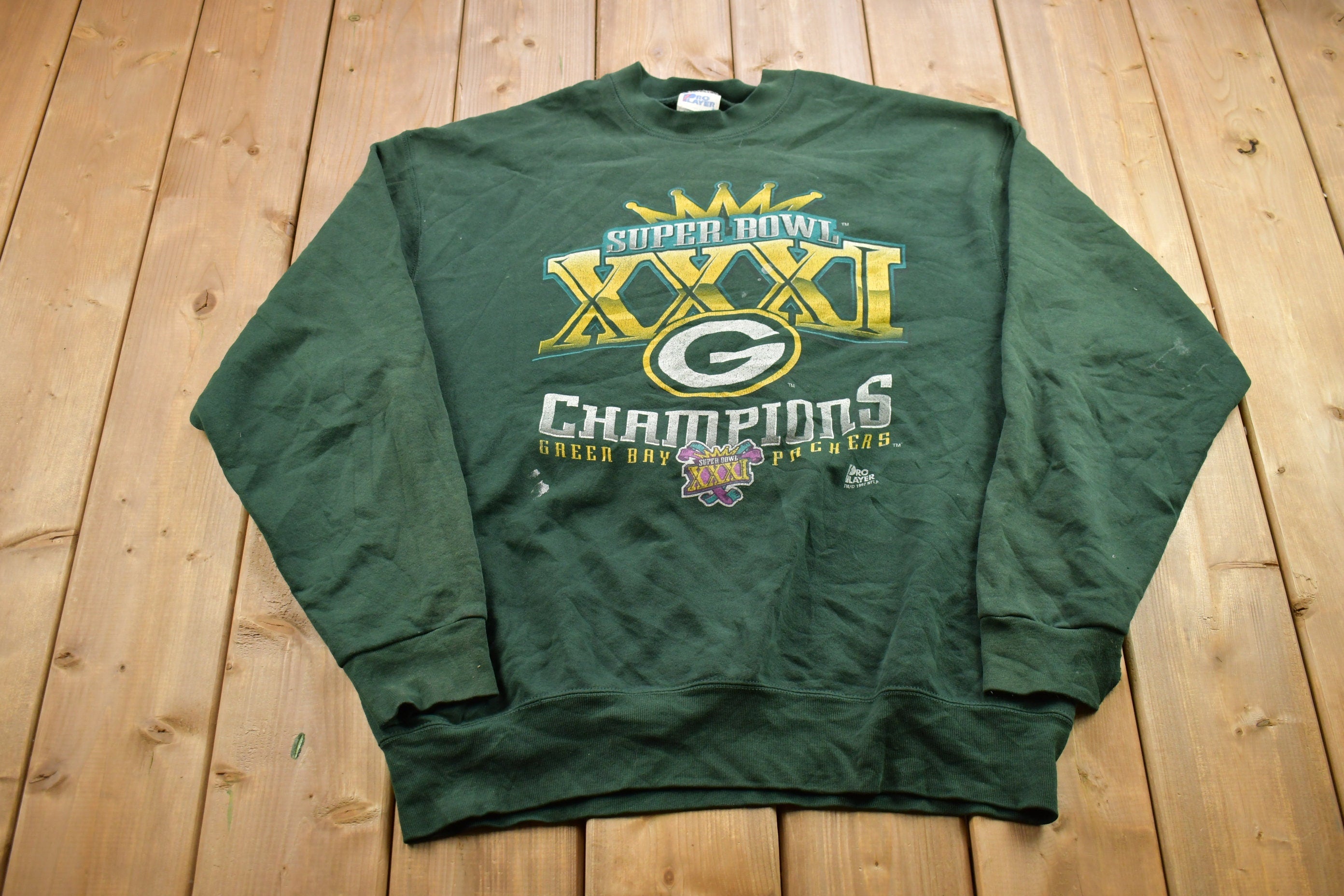 Vintage 1997 Super Bowl XXXI Green Bay Packers NFL Crewneck Sweatshirt