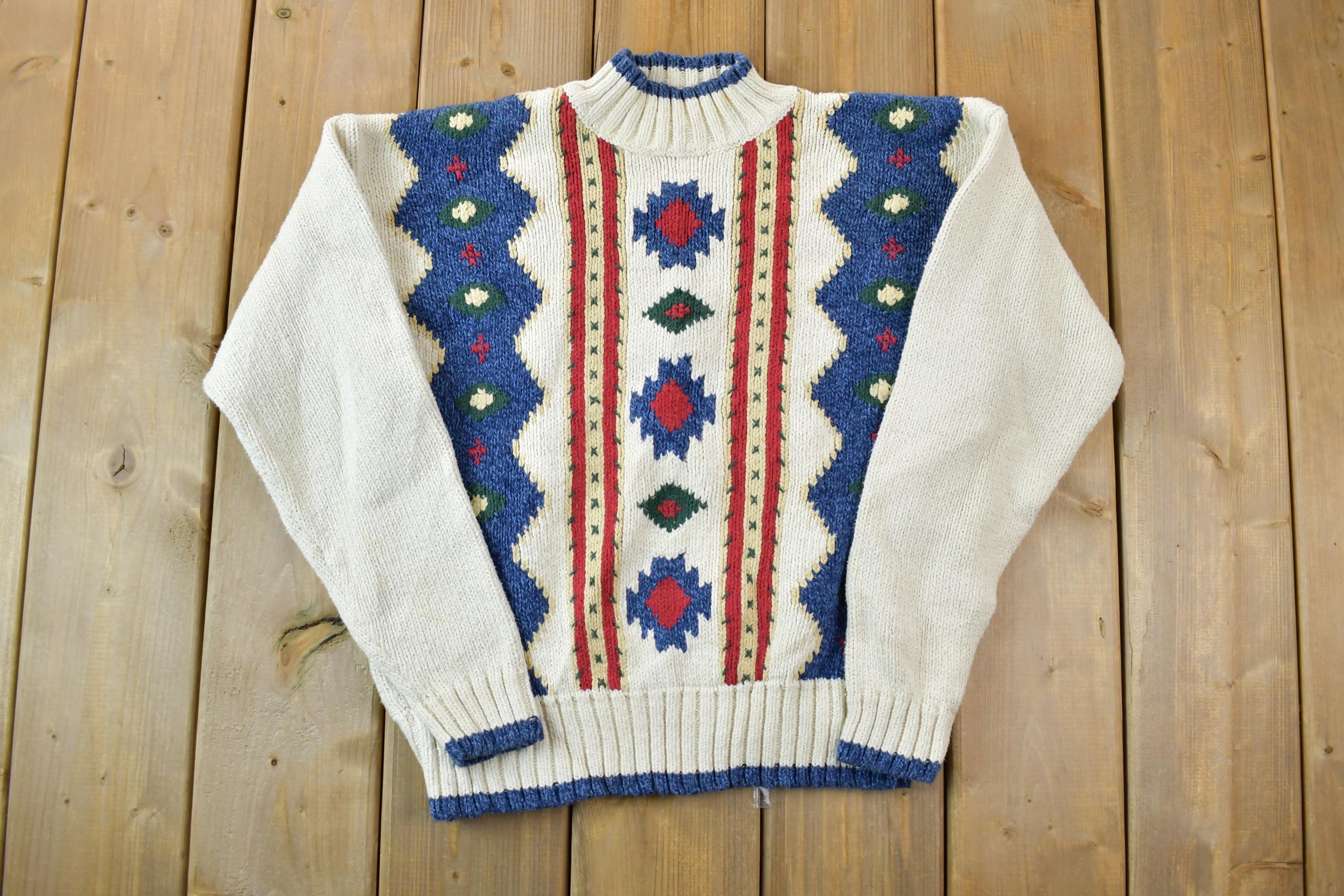 Vintage 1990s Liz Wear Heavy Cotton Christmas Knit Crewneck Sweater