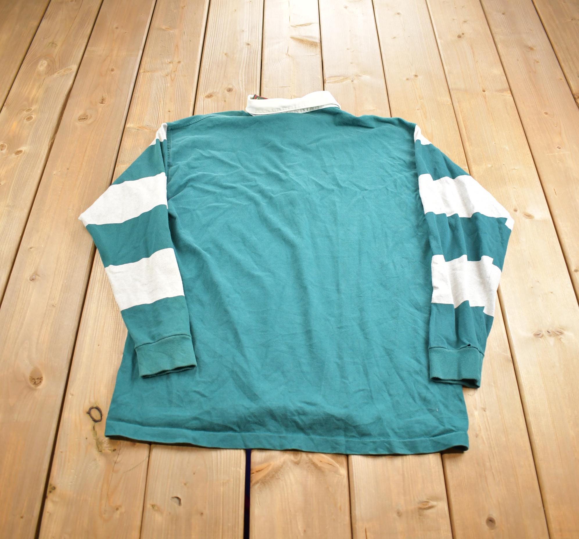 Vintage 1990s Cross Creek Striped Rugby Button Up Shirt Made In USA