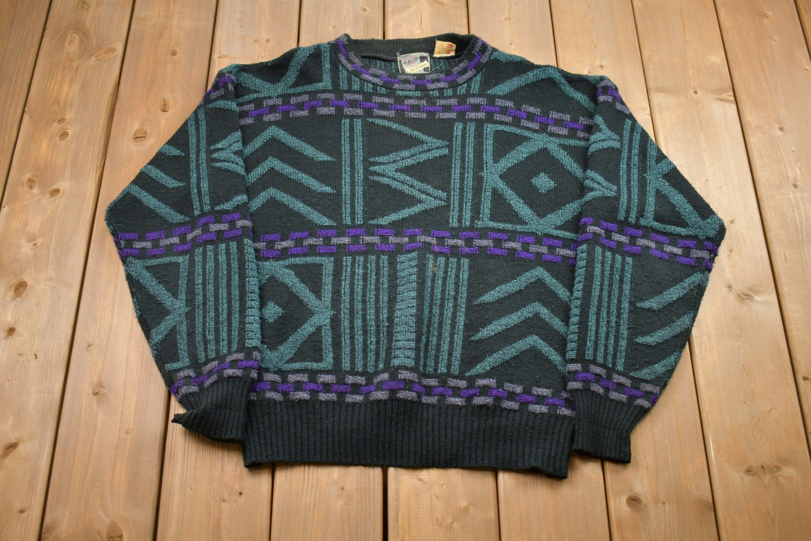 Vintage 1980s Raid Abstract Knitted Sweater