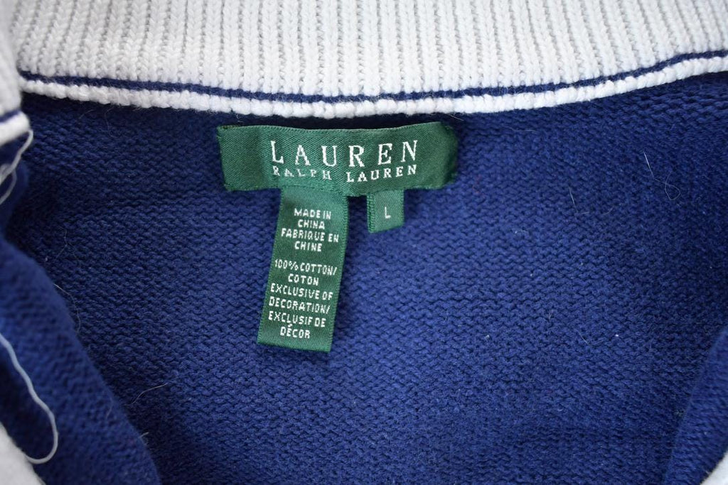 Vintage 1990s Lauren Ralph Lauren Quarter Zip Knit Mock Neck Sweater