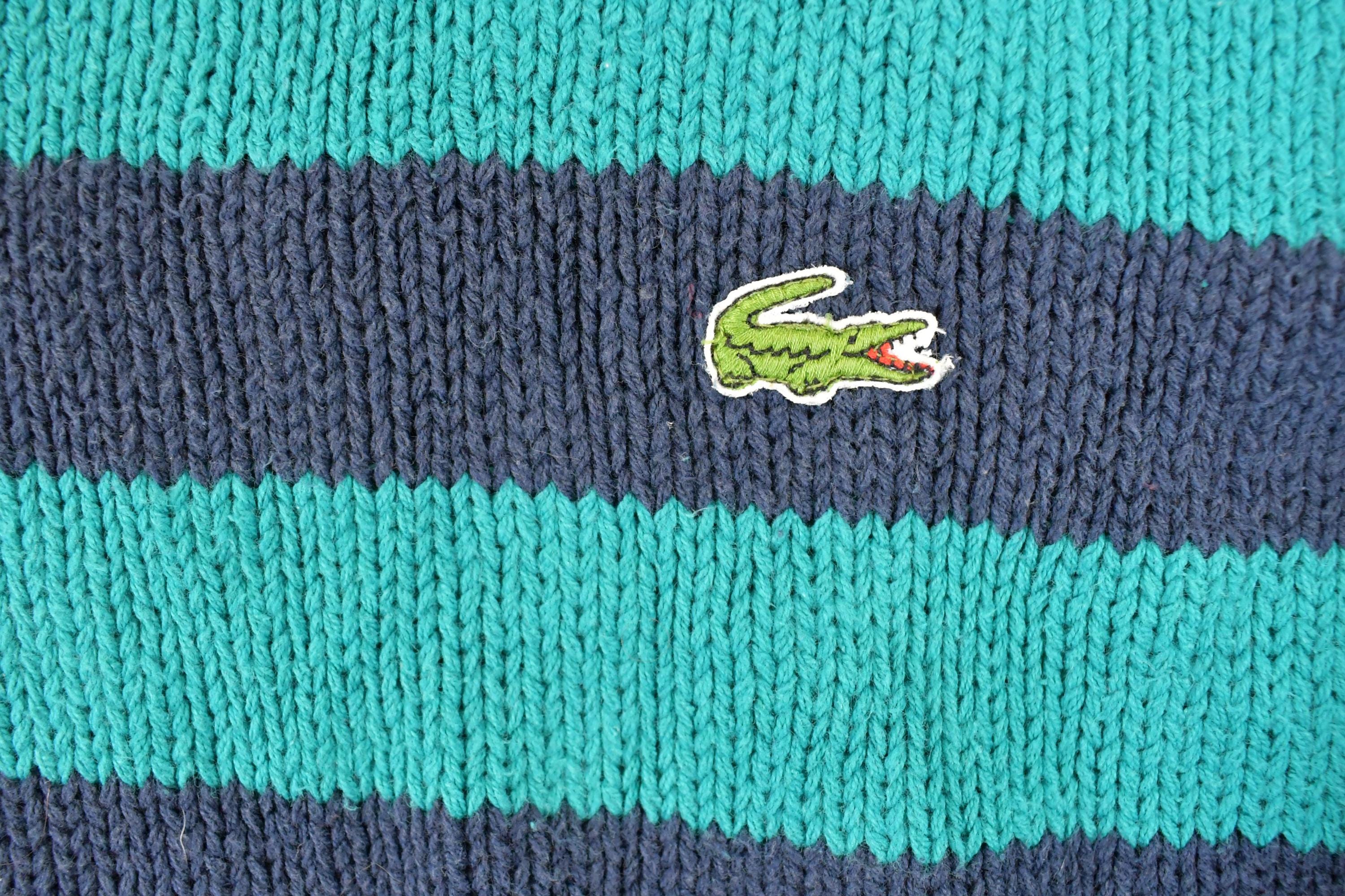 Vintage 1990s Izod Lacoste Striped Knit Crewneck Sweater Men's L