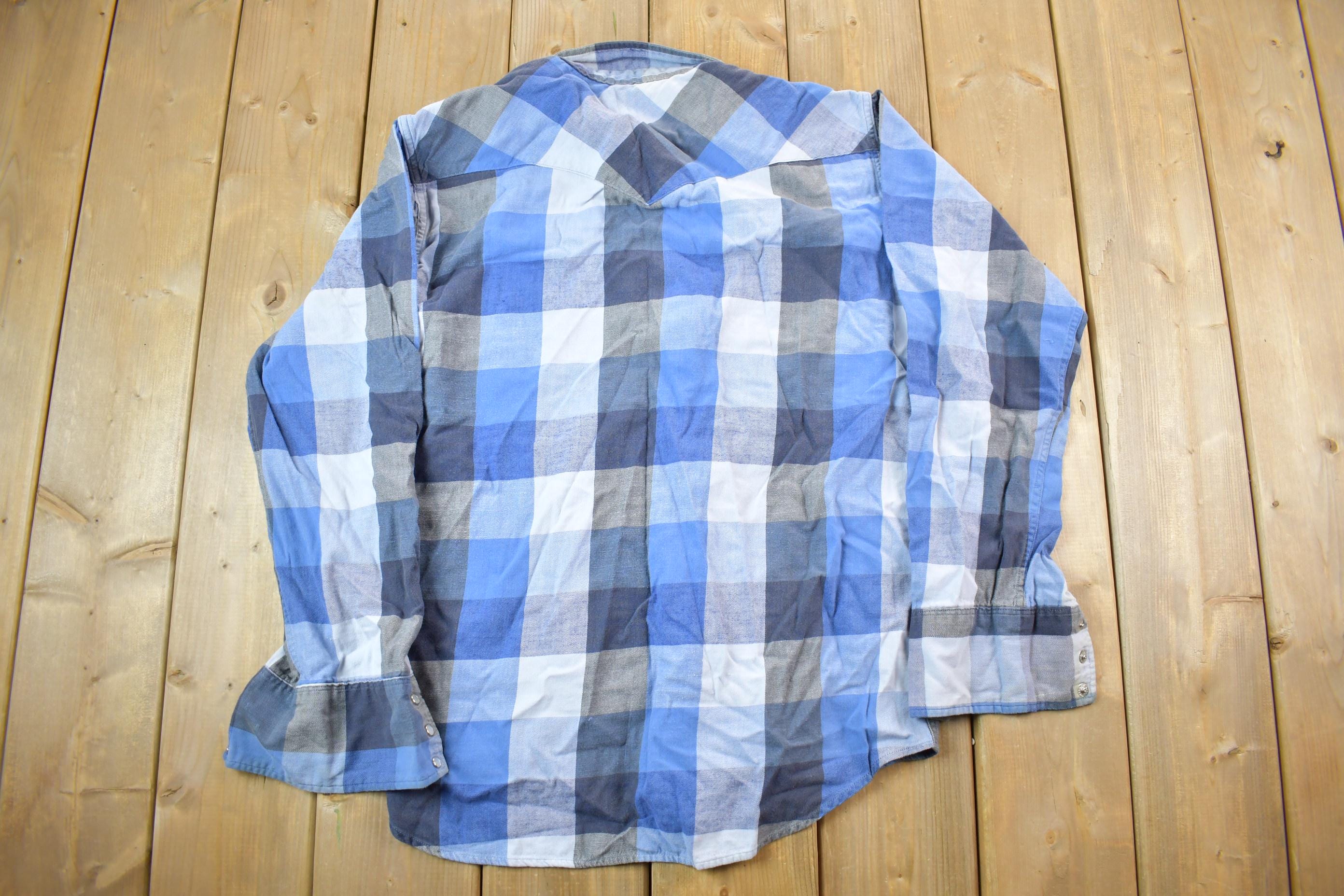 Vintage 1990s Blue Plaid Button Up Shirt