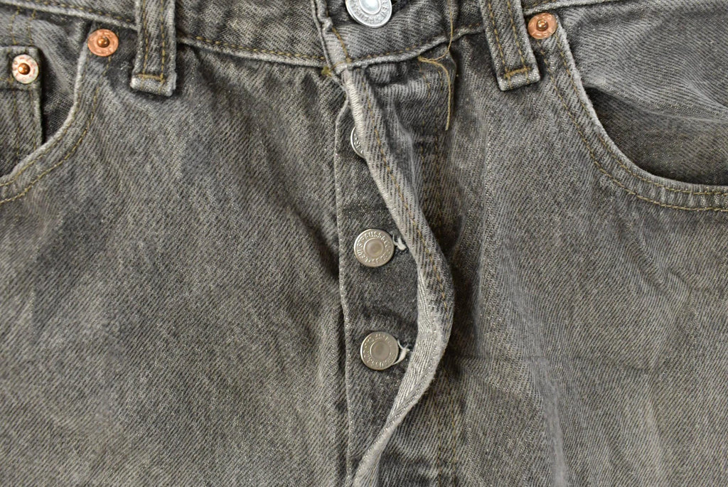 Vintage 1990s Levi's Distressed 501 Original Fit Denim Jeans Men's 30 x 29 / Faded Black Wash / 90s Levi's / Made in USA