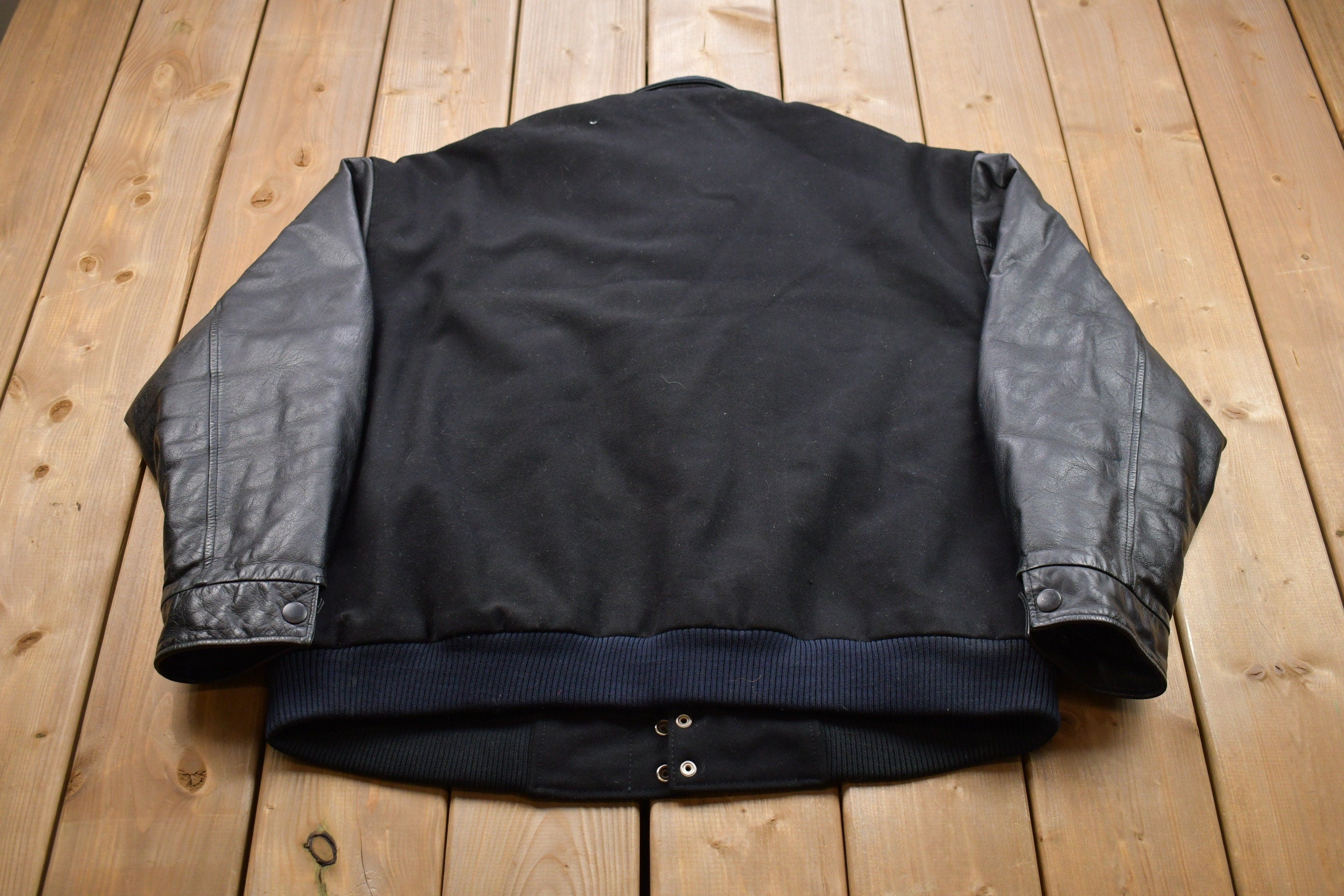 Vintage 1990s Outer boundary Sowa Leather Varsity Jacket