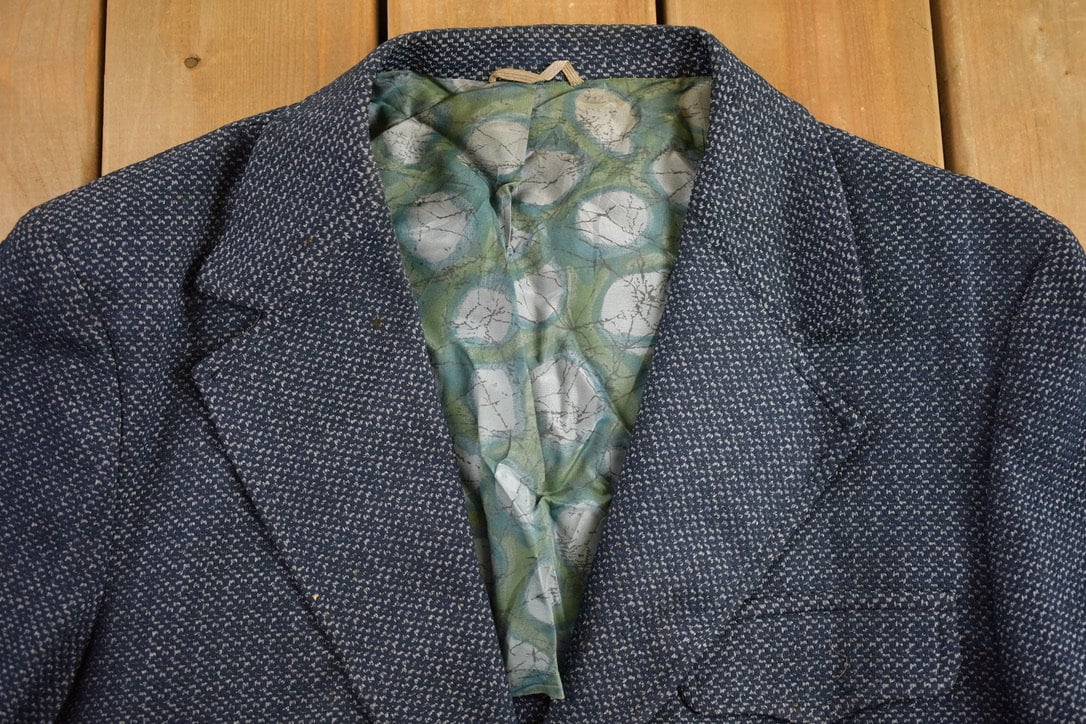 Vintage 1990s College Town Boston Blue Button Up Blazer Jacket