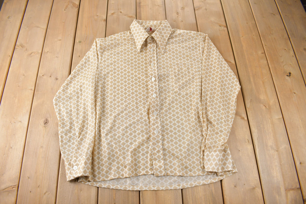 True Vintage 1970s Pariani All Over Print Button Up Shirt Size Large