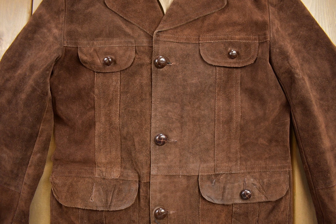 Vintage 1980s The Leader Suede Leather Jacket / Fall Outerwear / Leather Coat / Vintage Suede / Made In Canada / Suede Jacket