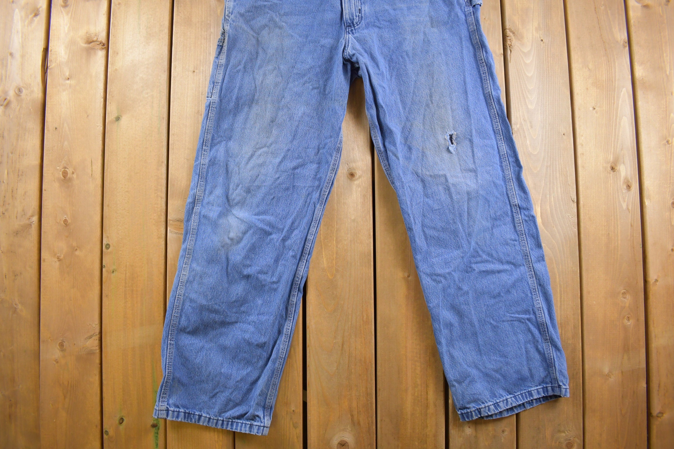 Vintage 1990s Carhartt Distressed Denim Jean Overalls Size 40 x 31