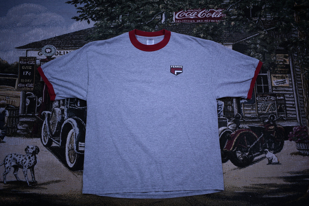 Vintage 1990s Ferris Lawnmower Graphic Ringer T-Shirt