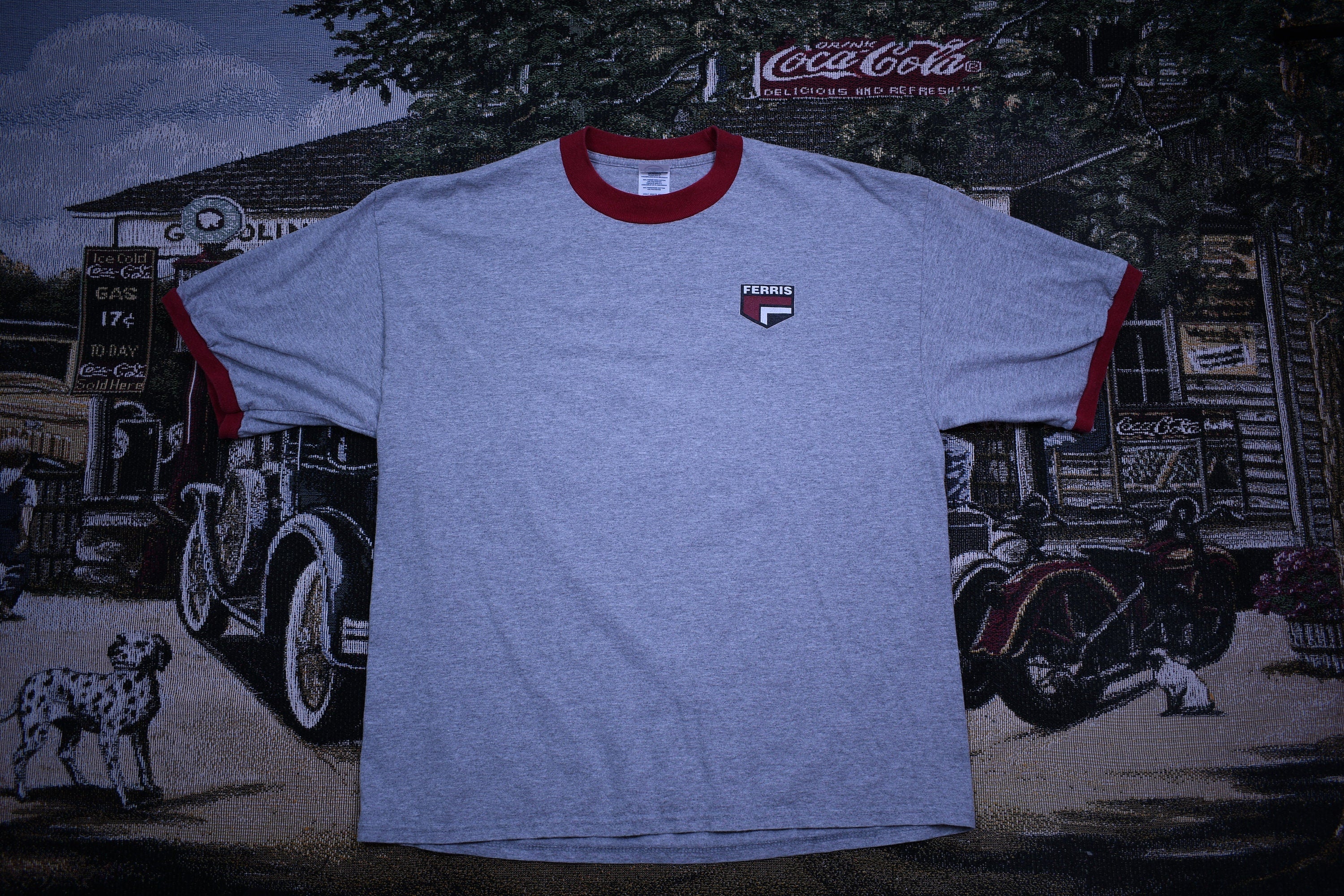 Vintage 1990s Ferris Lawnmower Graphic Ringer T-Shirt