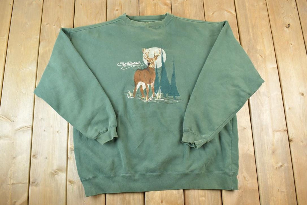 Vintage 1990s Lost Terrain Whitetail Deer Outdoorsman Crewneck Sweatshirt