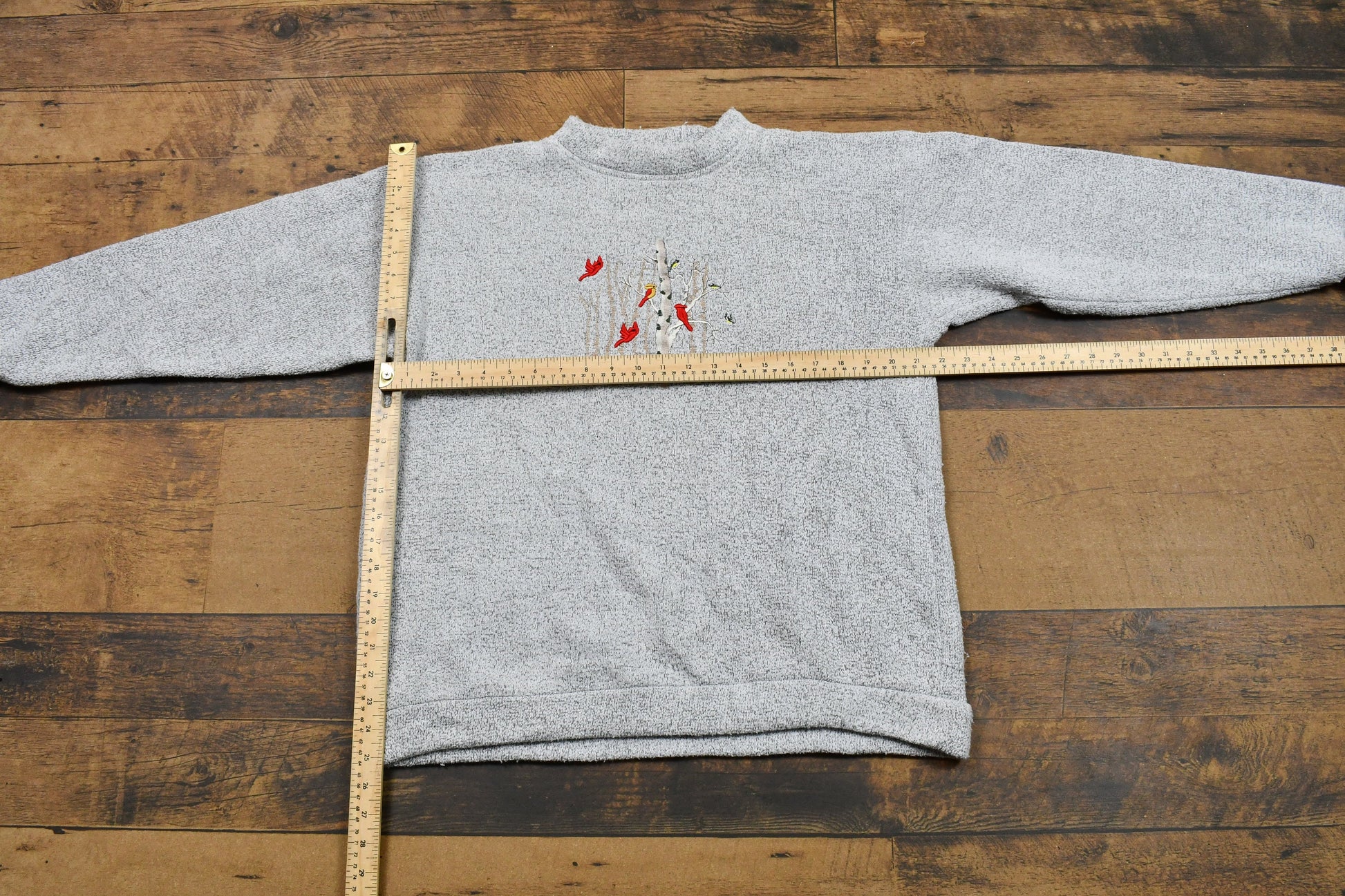 Vintage 1990s Bird & Trees Embroidered Graphic Crewneck / Vintage Nature Sweatshirt / Fleece Sweatshirt / Streetwear / Made In USA