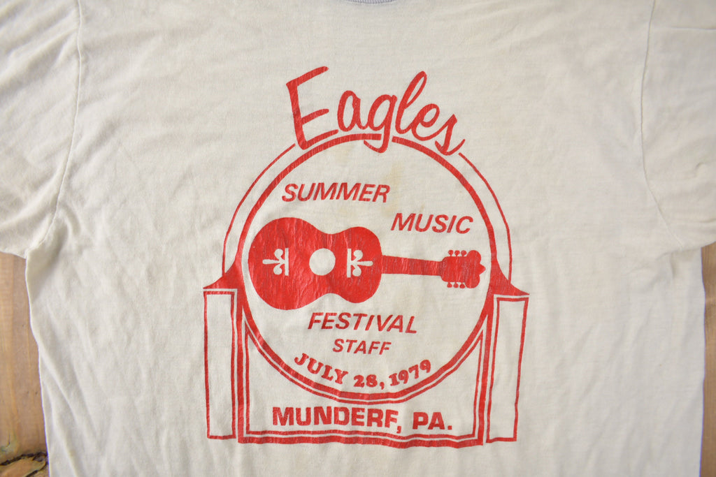 Vintage 1979 Eagle Summer Music Munderf PA Graphic Ringer T Shirt Made In USA