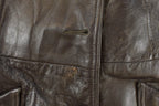 Vintage 1970s Trojan Leather Fur Collar Trench Coat Women's S