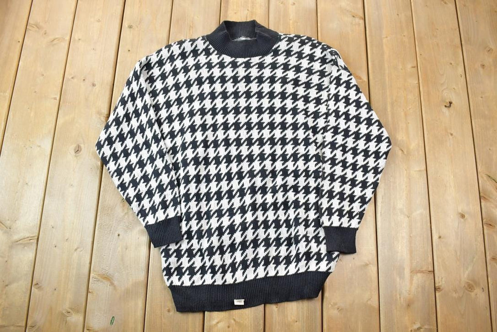Vintage 1990s Donagain Knit Crewneck Sweater  90s Crewneck  Made In USA  Preppy Abstract