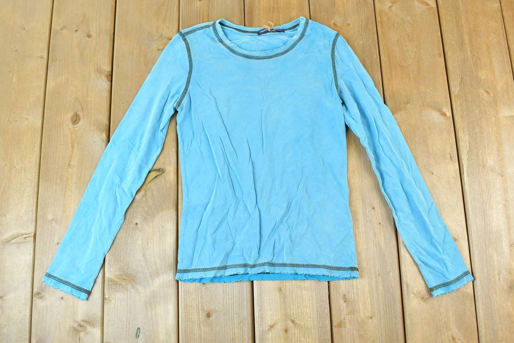 Women Vintage Vigoss Y2K Blank Blue T-Shirt / Vigoss Grunge Skull Print / Contrast Stitch / Internet Famous Clothing / Over Dyed