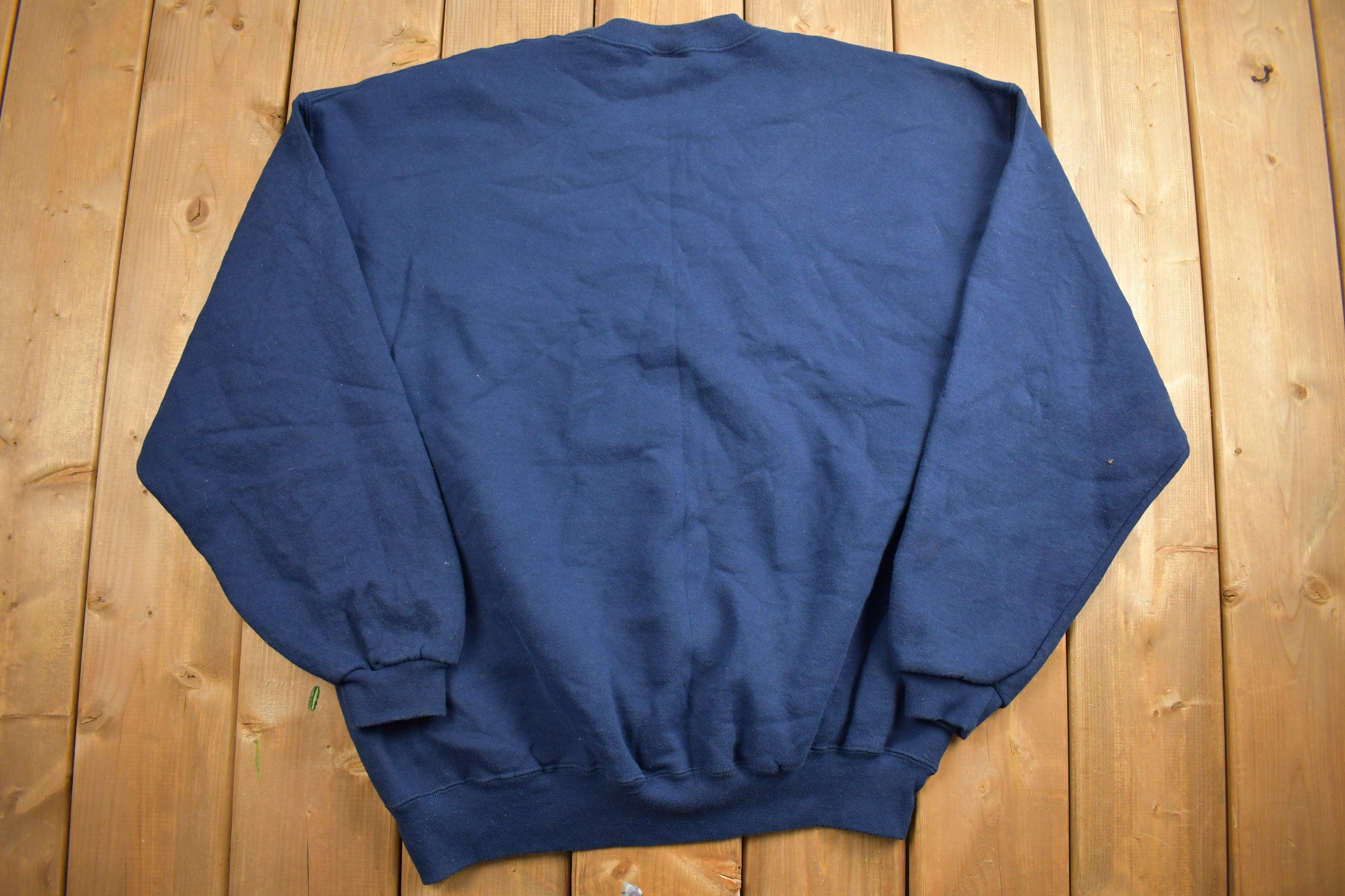 Vintage 1990s Navy Blue Russell Athletics Blank Crewneck Sweatshirt