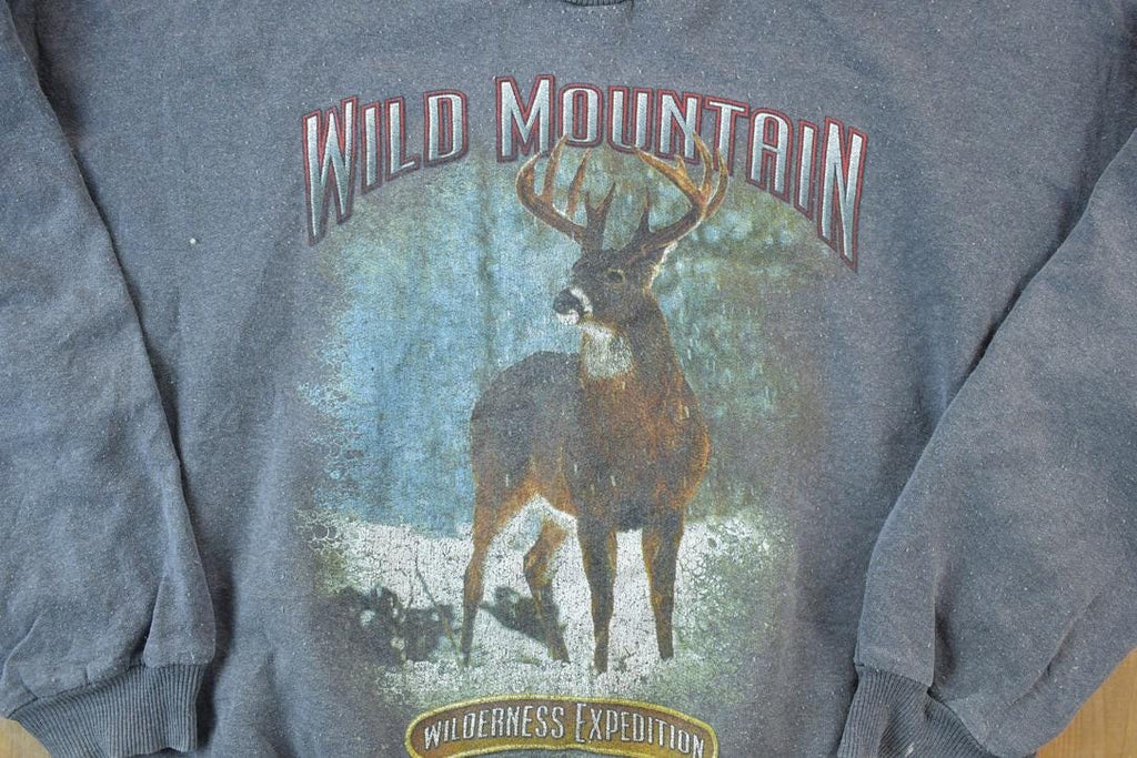 Vintage 1990s Big Buck Wild Mountain Wilderness Expedition Outdoorsman Crewneck Sweatshirt