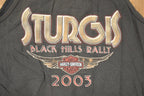 Vintage 2003 Harley Davidson Motorcycles Sturgis Black Hills Rally Biker Tank Top Men's L