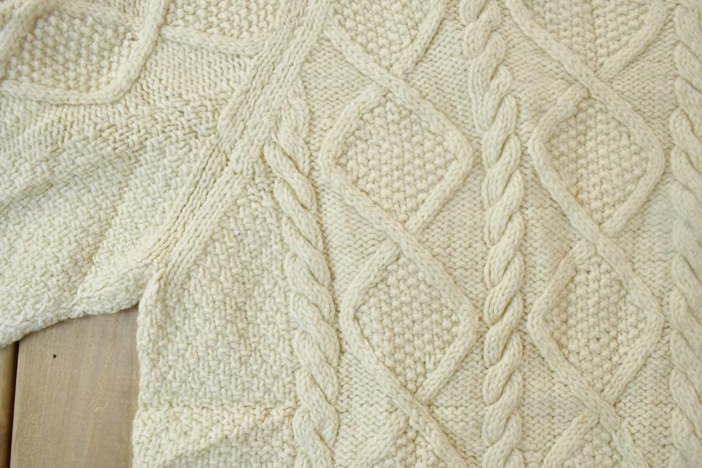 Vintage 1990s Traditional Hand Knit Garment 100% Wool Knit Sweater