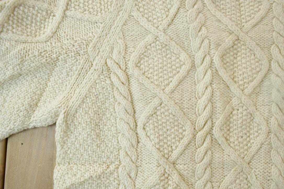 Vintage 1990s Traditional Hand Knit Garment 100% Wool Knit Sweater