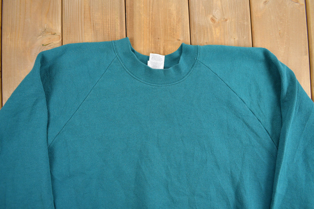Vintage 1980s Green Fruit Of The Loom Blank Crewneck Sweatshirt