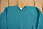 Vintage 1980s Green Fruit Of The Loom Blank Crewneck Sweatshirt