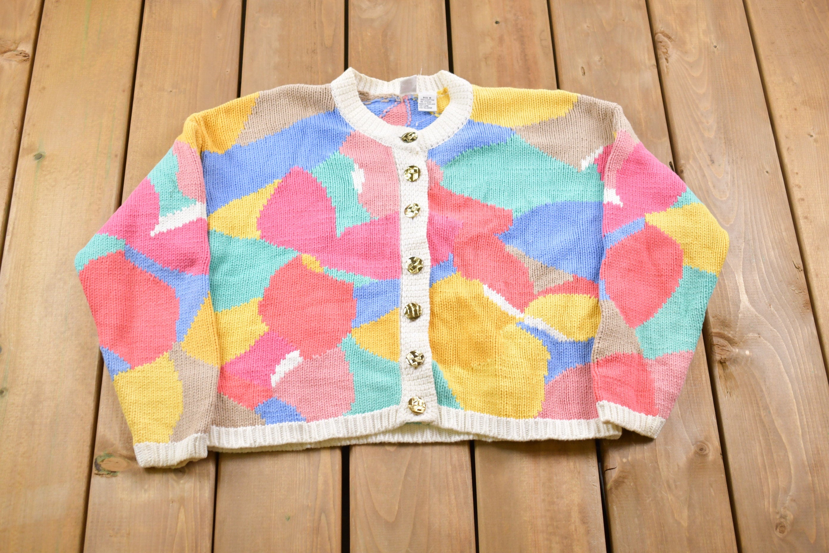 Vintage 1990s Clifford & Wills All Over Print Cardigan Sweater