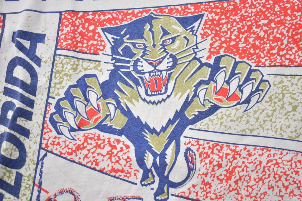 Vintage 1990s Florida Panthers All Over Print NHL Graphic Kids T-Shirt Made In Canada