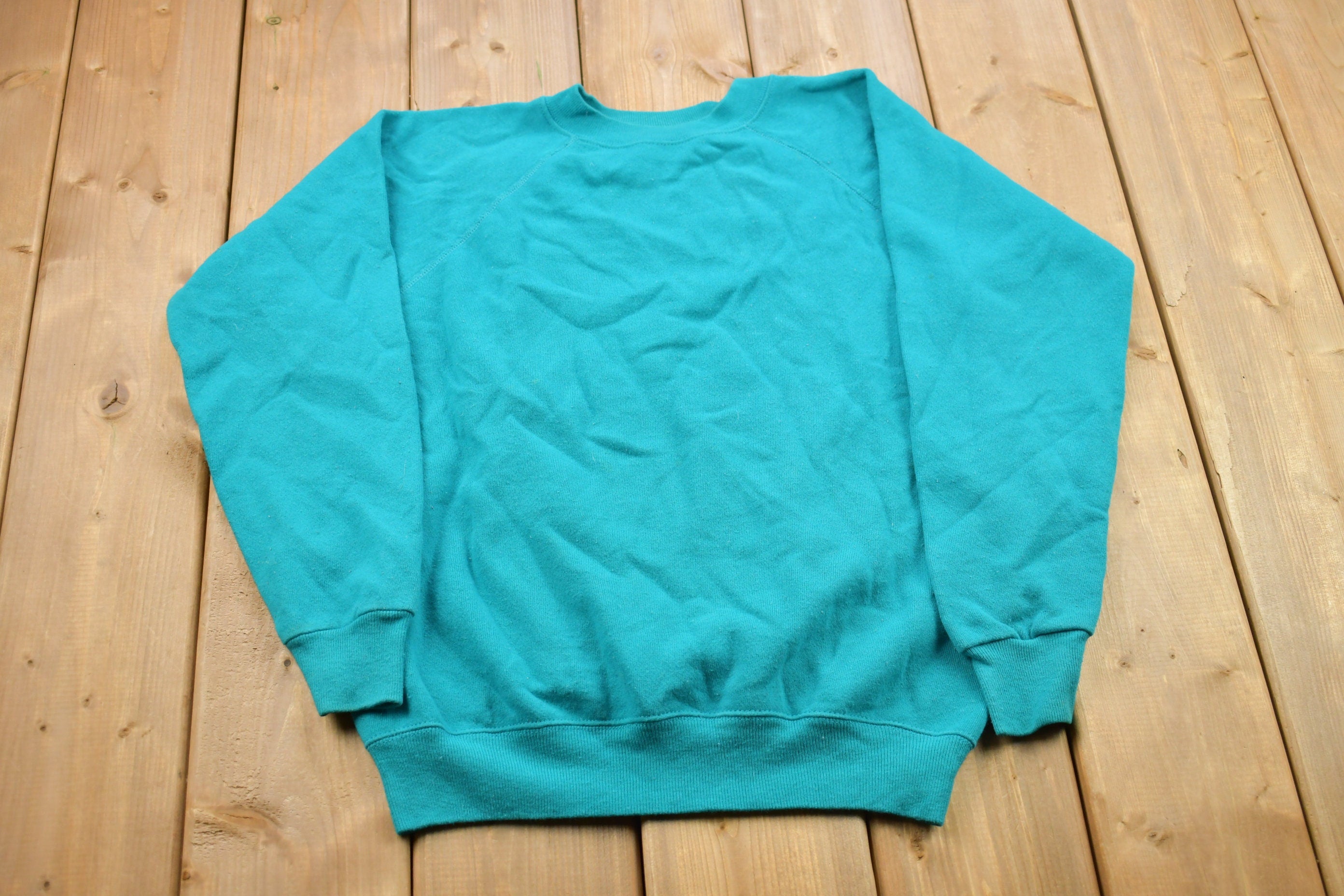 Vintage 1990s Blank Turquoise Crewneck Sweatshirt