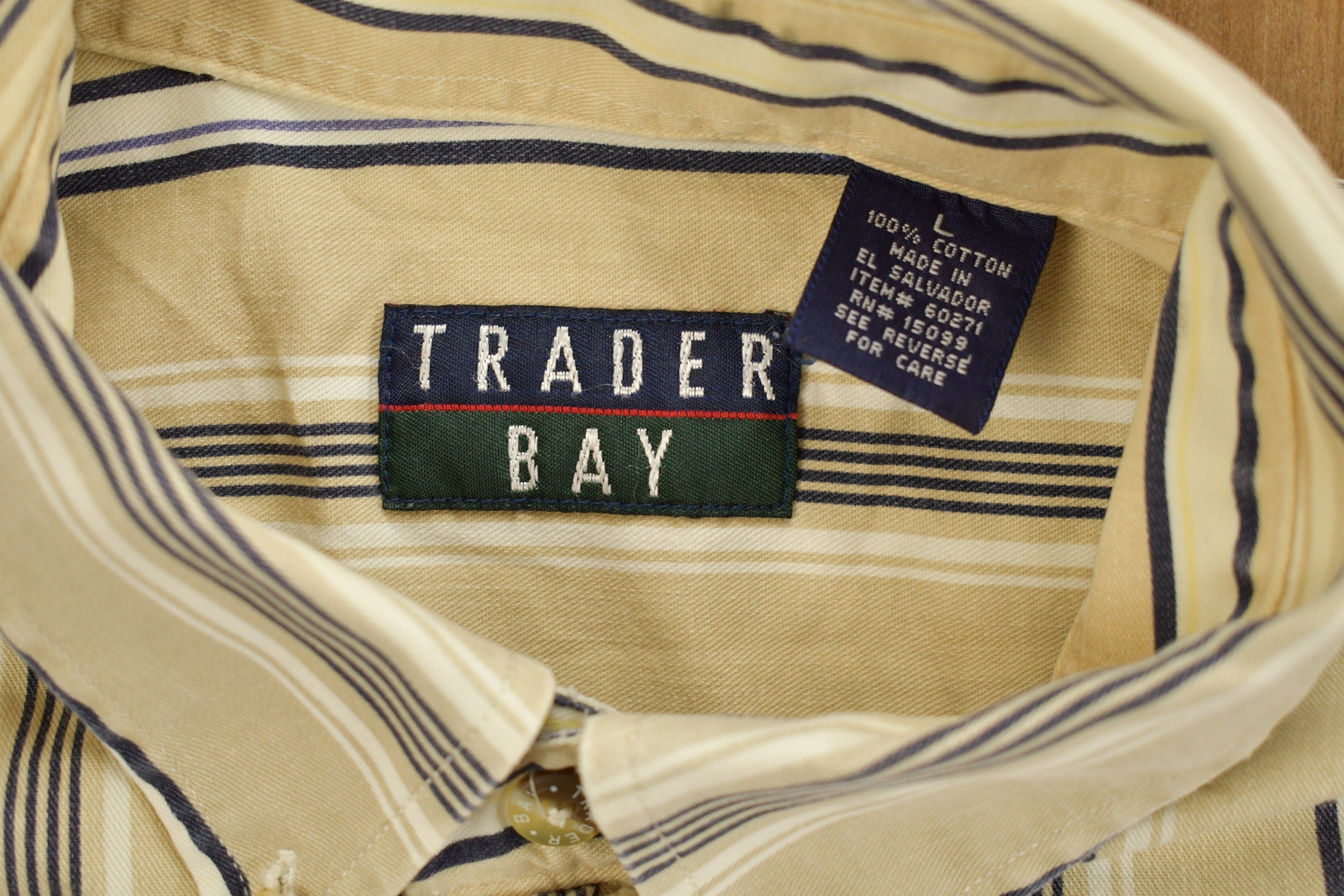 Vintage 1990s Trader Bay Striped Button Up Shirt  1990s Button Up  Vintage Flannel  Plaid Flannel  Casual Shirt  Formal Shirt