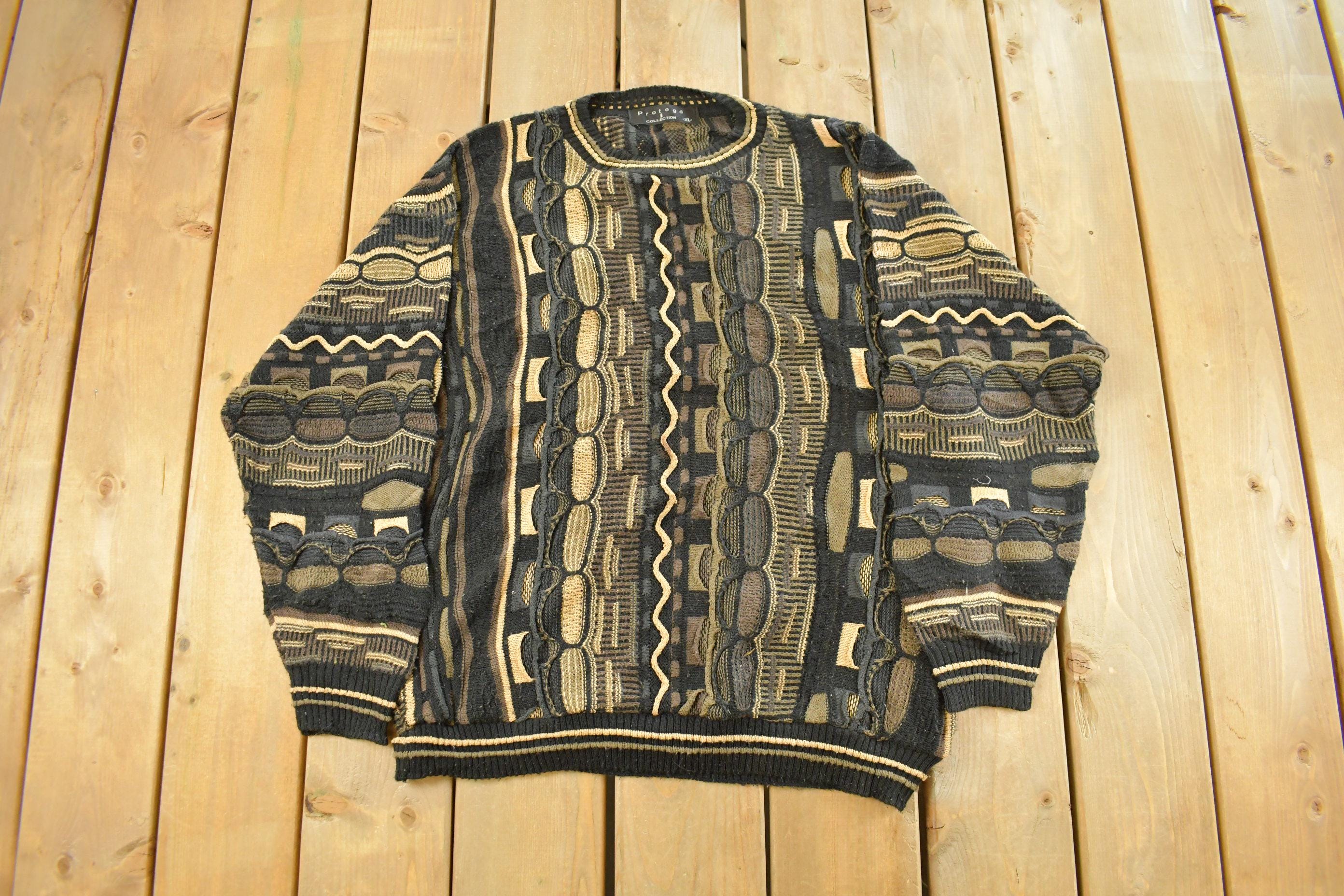 Vintage 1990s Protégé 3D Cable Knit Crewneck Sweater Men's XL