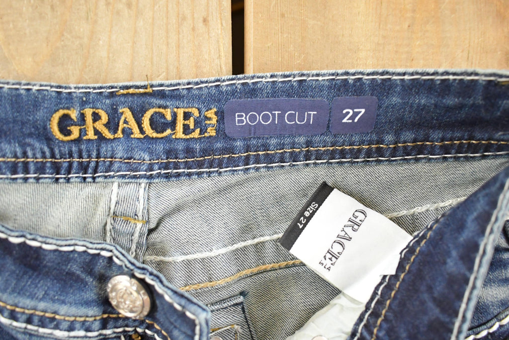 Vintage Deadstock Y2K Grace LA Bedazzled Low Rise Jeans Women's Size 27 x 33