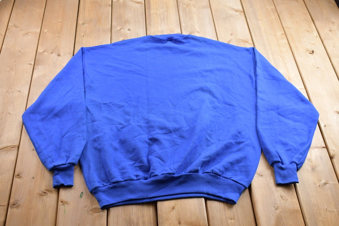 Vintage 1990s Jerzees Blank Blue Crewneck Sweatshirt
