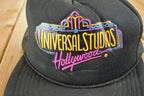 Vintage 1980s Disney Universal Studios Mickey Mouse Script Mesh Trucker Snapback Hat /